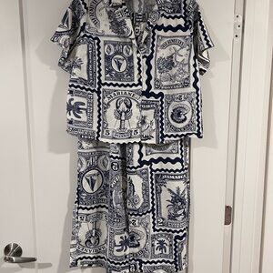 Nicole Miller Navy and White Jumpsuit